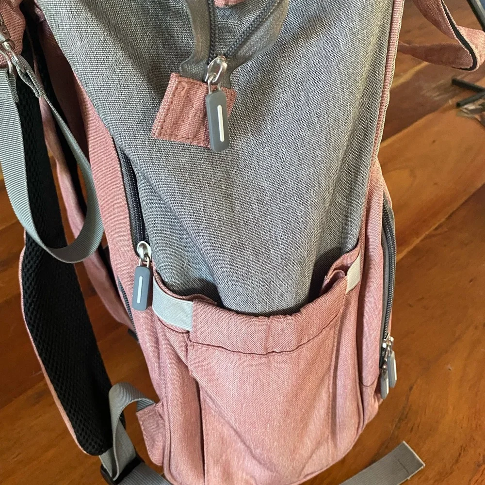Upsimples Gray and‎ Pink Backpack diaper bag perfect condition